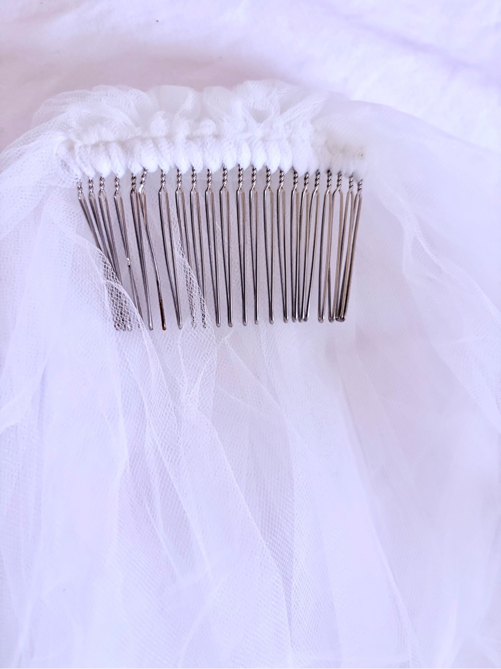 Bridal Veil Hair Comb in White